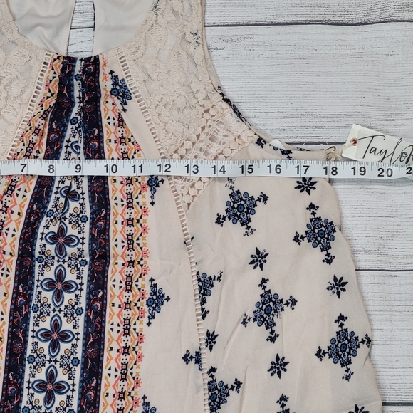 Boho Mini Dress Sleeveless Ivory Taylor & Sage Juniors Size Small - Picture 8 of 12